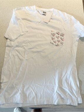Uniqlo x KAWS White Short Sleeve Tee with Pink Pocket Motif